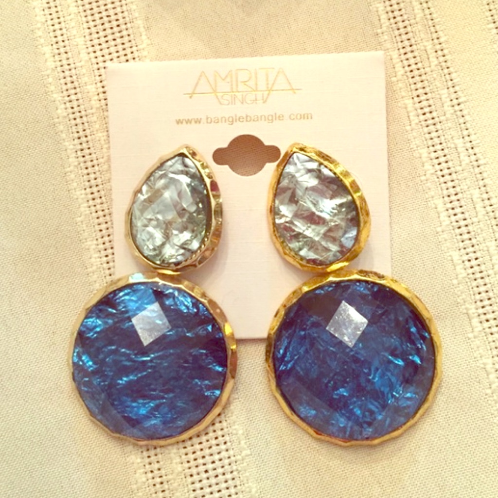 Blue Statement Earrings 10$